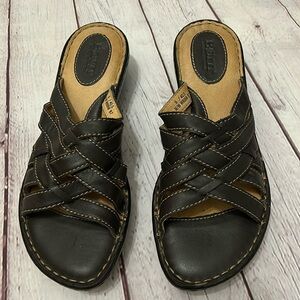 Born Woman’s Brown Strappy Comfortable Sandals Braided Leather Size 9/40.5